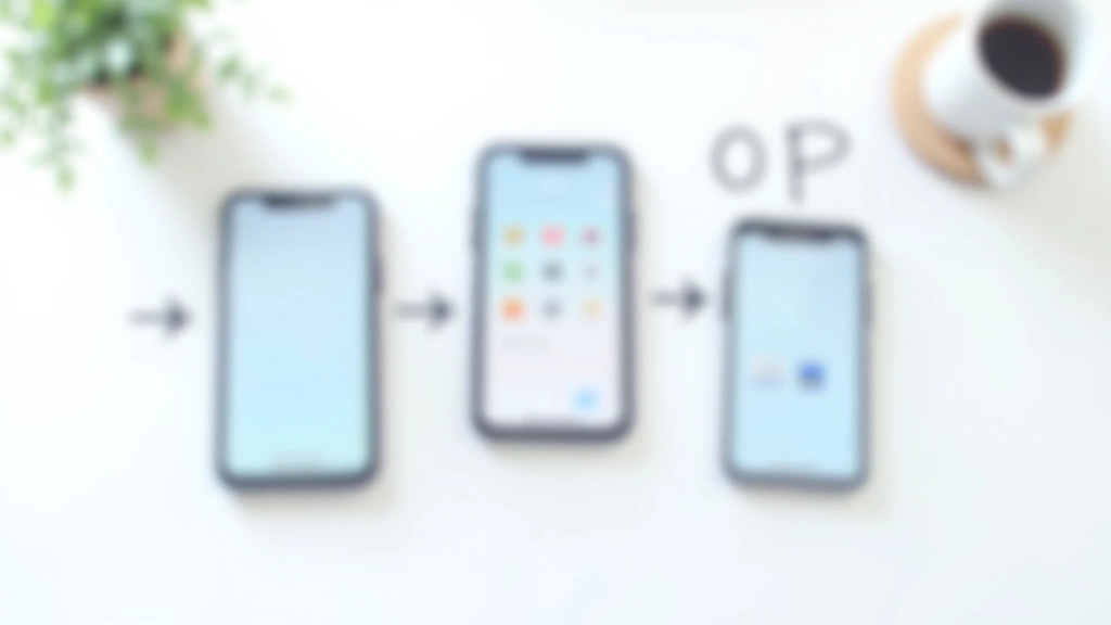Multiple smartphone screens arranged showing user flow with arrows indicating interaction paths and state transitions